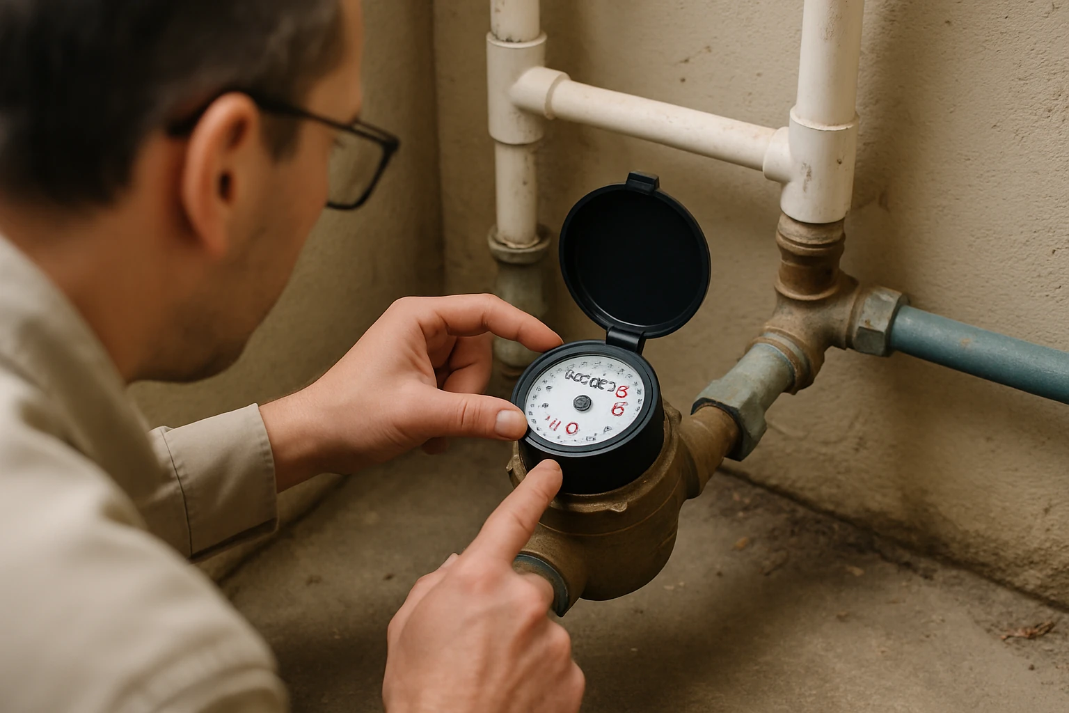 Water meter cover in a sidewalk